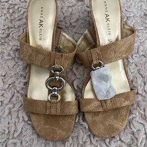 Anne Klein Brown Textured Sandals